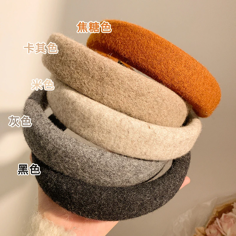 美拉德复古宽边毛呢发箍女秋冬高颅顶显脸小百搭洗脸头饰头箍发卡