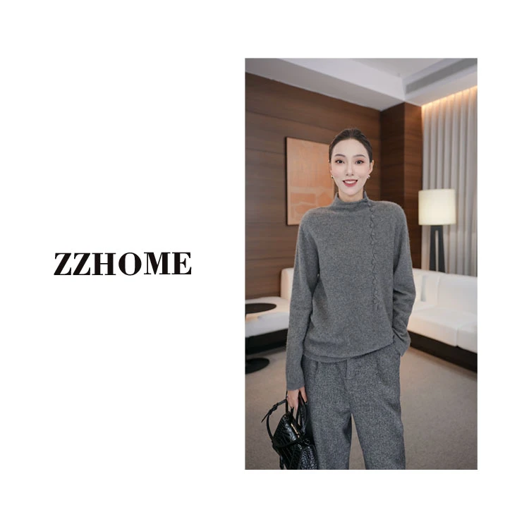 【ZOZO HOME】“蒹葭”系列山·羊·绒半立领绒感包扣毛衣411ZZS-A170