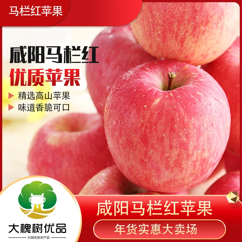 【京东包邮】咸阳马栏红苹果红富士苹果产地发新鲜脆甜5.5斤-9斤