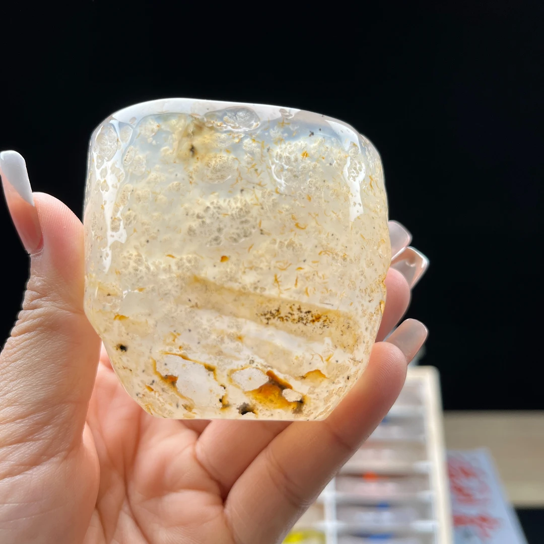 天然马料玛瑙玉石茶酒杯摆件原皮马料意境随形杯高58mm宽65mm