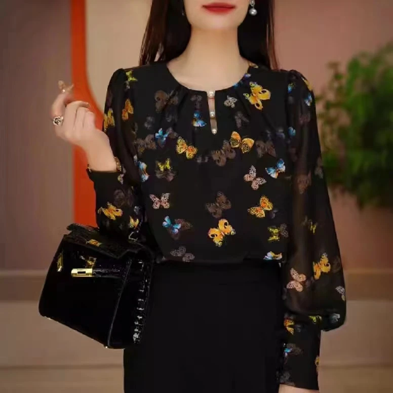 U9979法式宫廷风碎花小衫女2025春夏季新款显瘦减龄衬衫上衣