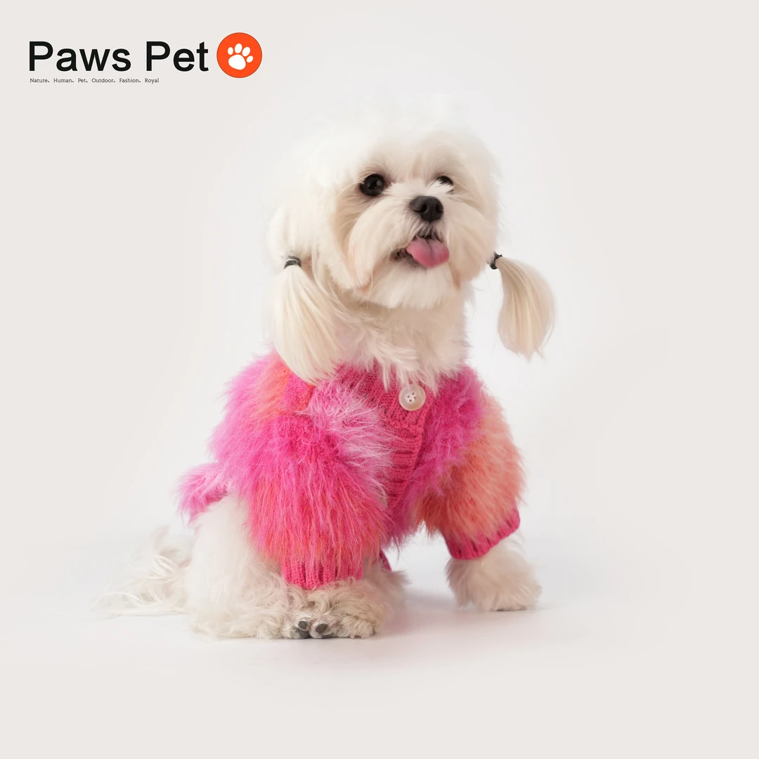 pawspet狗狗衣服秋冬贵妇风渐变色毛衫雪纳瑞比熊泰迪马尔济斯