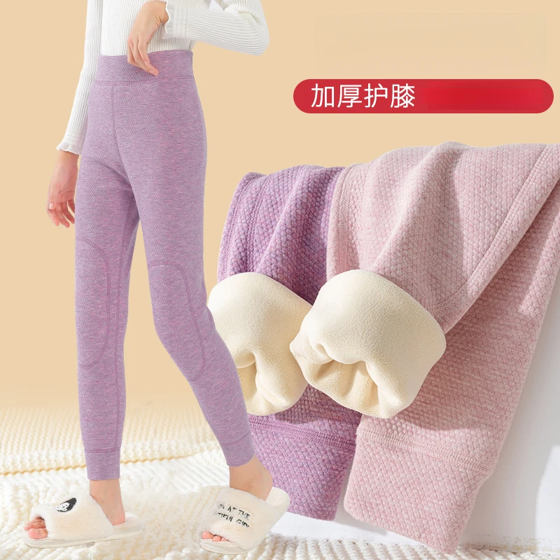 儿童加绒冬季中大童加厚德绒打底裤男女童保暖裤防寒棉裤高腰内穿