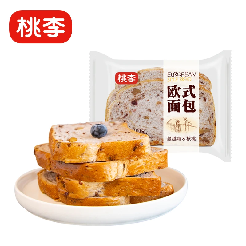 【平台补贴款】桃李 欧式面包蔓越莓核桃 100g*5包 早餐 1包两片装