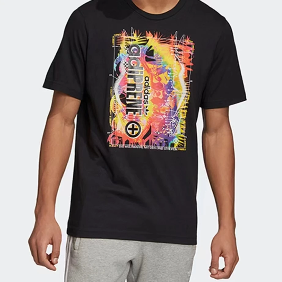 T236-adidas originals三叶草 Adiprene复古印花短袖T恤 男款黑色