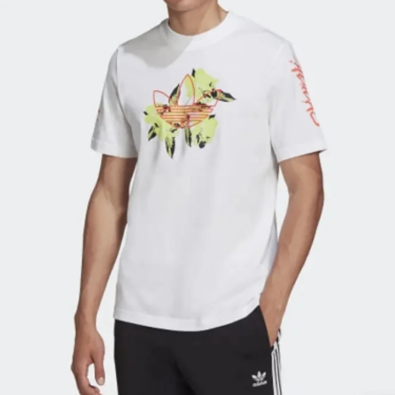 T272-adidas originals 三叶草运动圆领短袖T恤 男款 白色