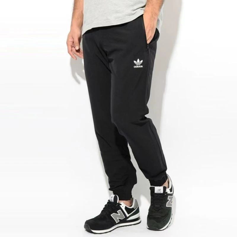 T395-adidas originals三叶草 拉链口袋运动休闲裤 男款 黑色