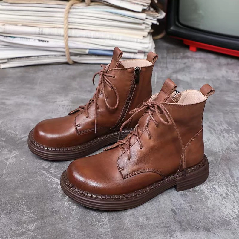 休闲鞋  冬季新款真牛皮厚底短靴休闲保暖鞋