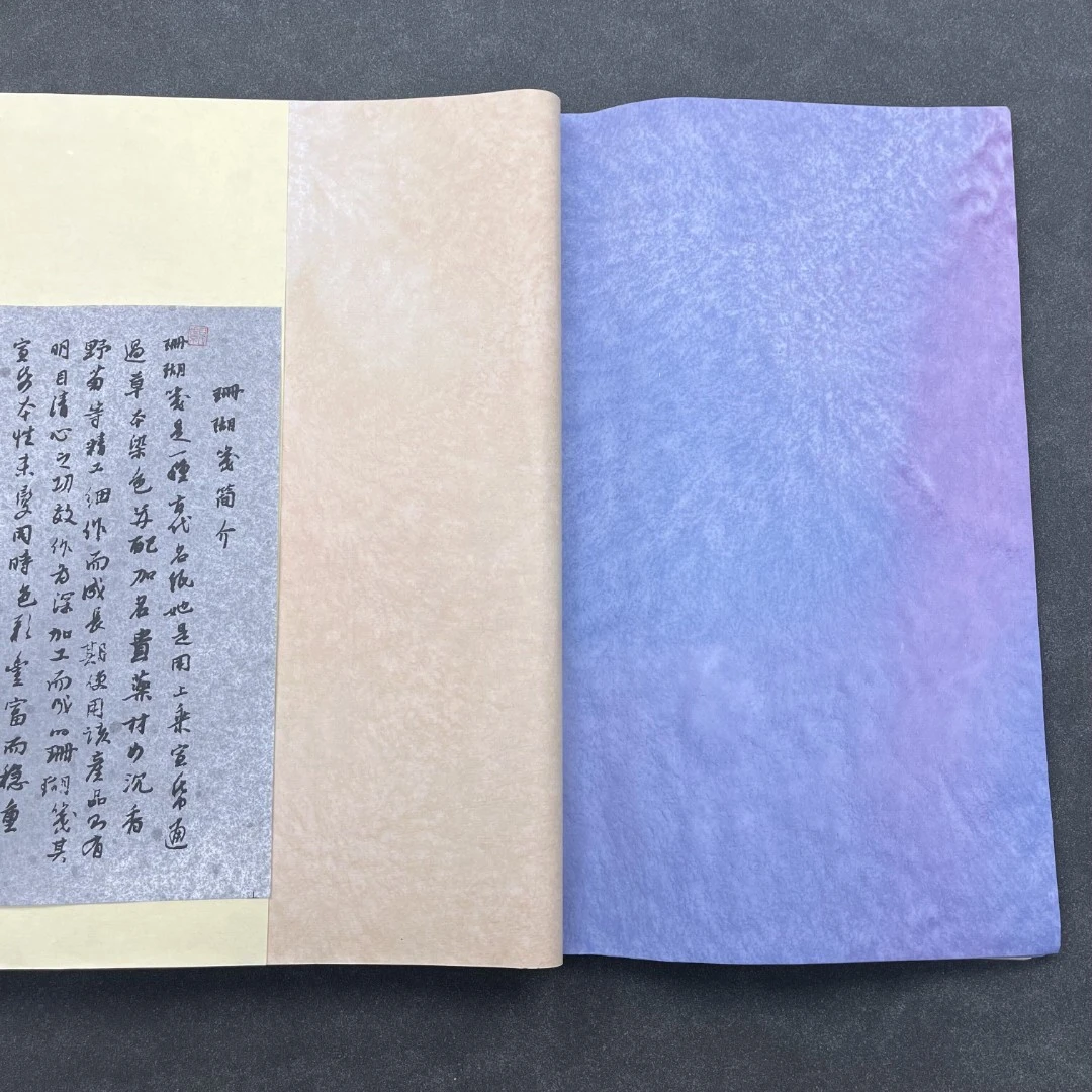 【草木染五色珊瑚笺】 四尺对开一包50张宣纸抄写经书抄写蛇皮