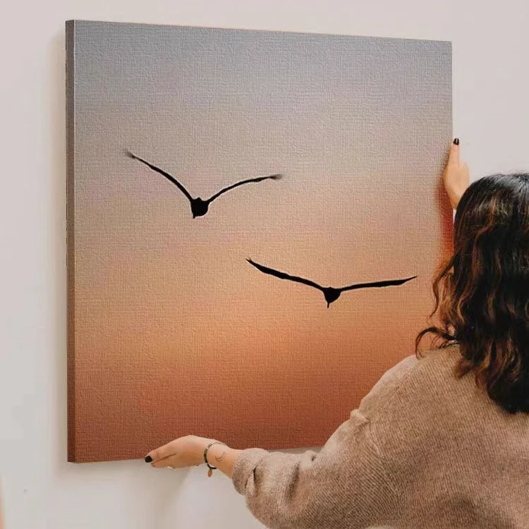 【大雁双飞】纯手绘挂画餐厅画客厅挂画沙发背景墙入户玄关走廊挂画