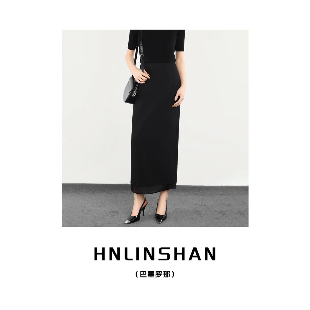 【巴塞罗那】直筒双拉链优雅双层半身裙LS30421202