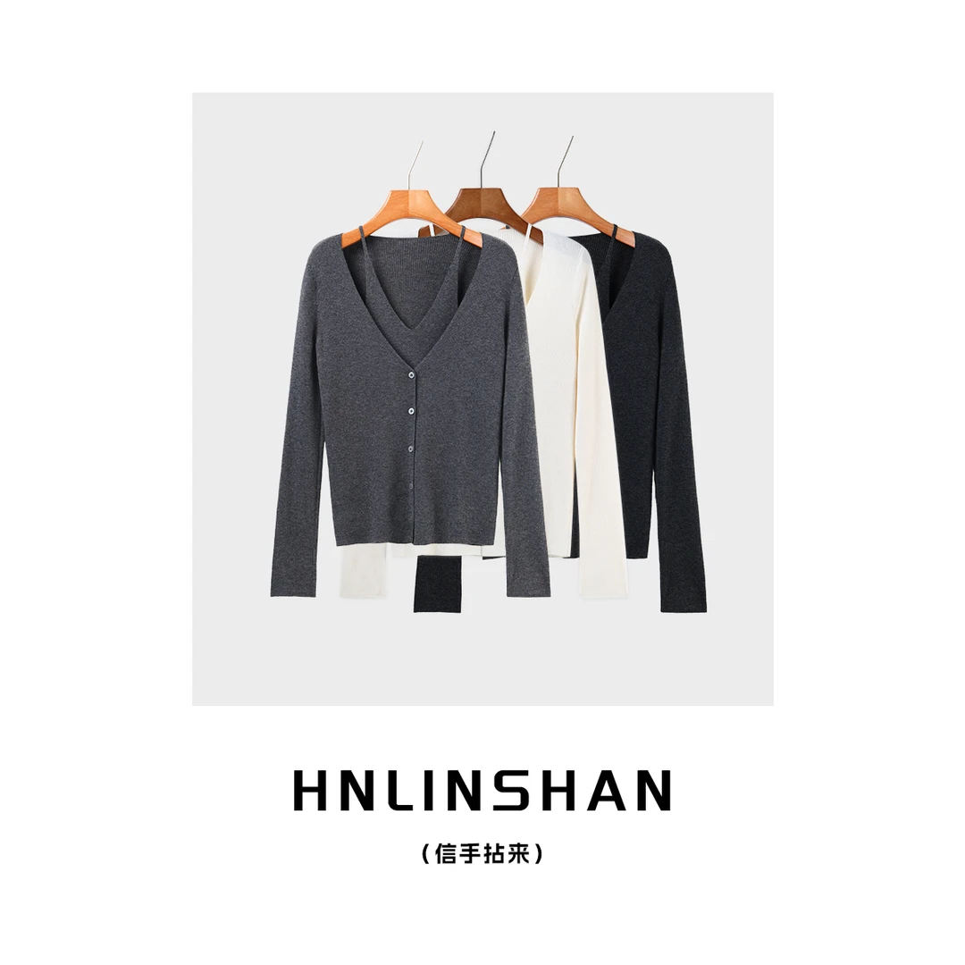 【清】【信手拈来】风情万种假两件羊毛混纺针织套衫LS30419402