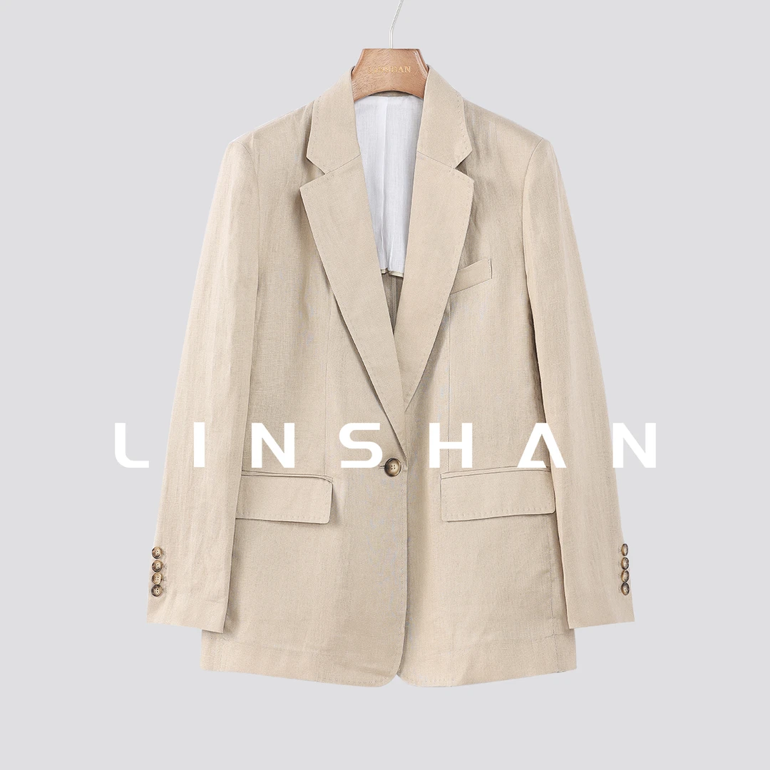 【清】【女性主义】宽松休闲时尚百搭亚麻西装外套23215614