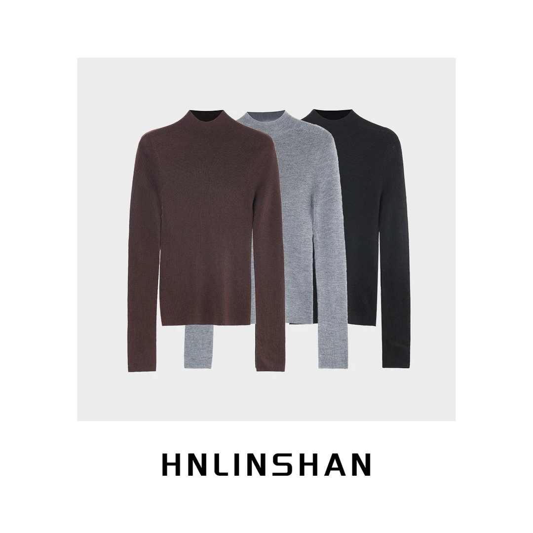 【清】【海滨】48支扬子纱线18针半高领长袖无缝套衫40419903