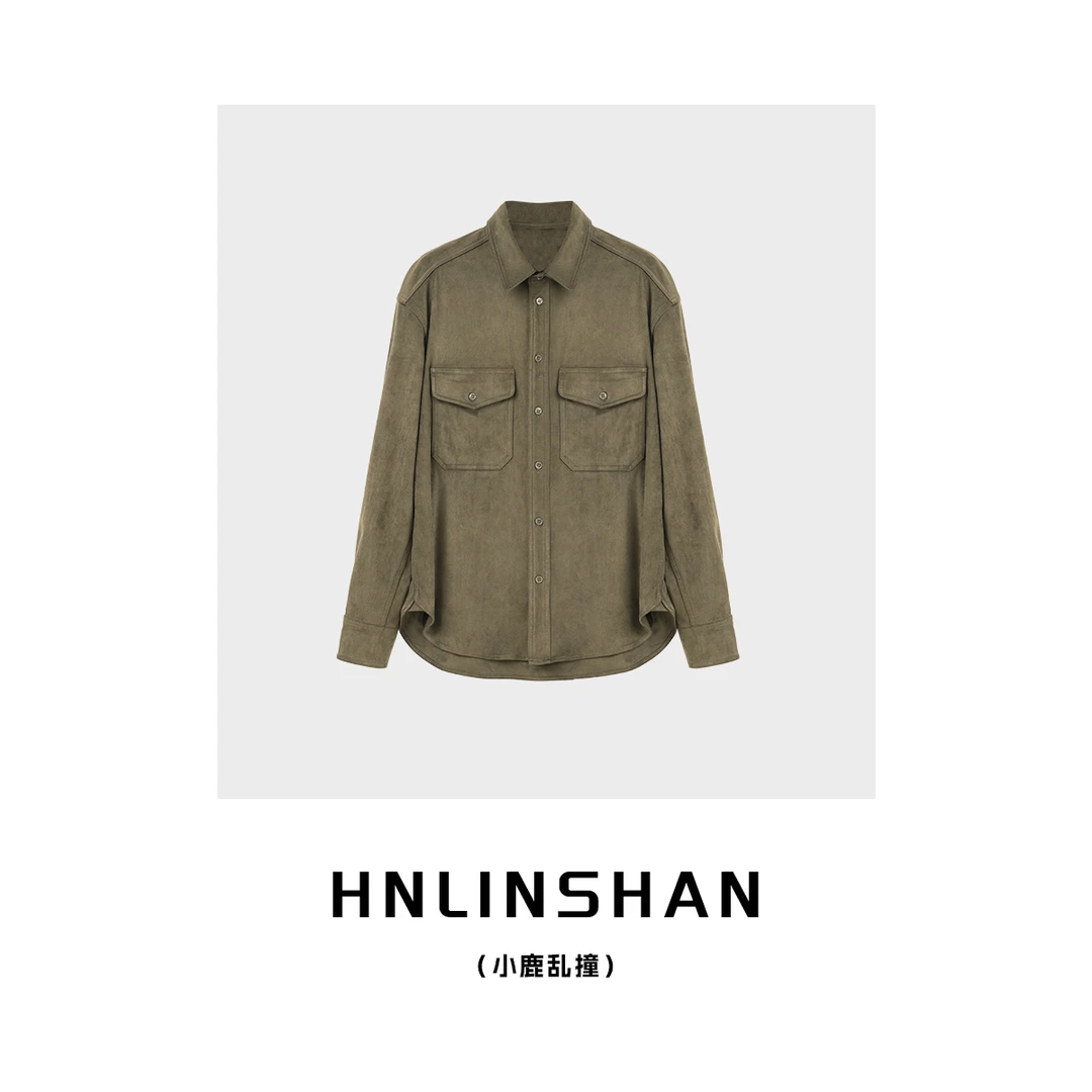 【清】【小鹿乱撞】秋季时尚百搭宽松麂皮衬衫304162106