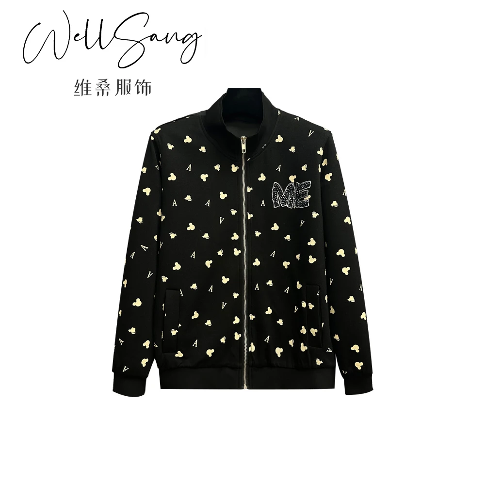 【熙為精选】40-60岁精致女性 时尚减龄休闲百搭烫钻立领外套#9268