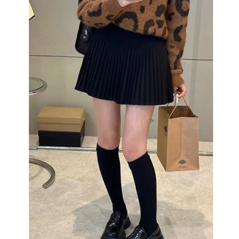 【宽边半身裙】冬季新款设计感百搭加厚高腰A字宽腰边半身裙