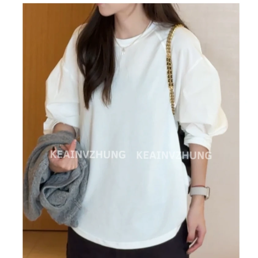 【经典白t】韩版圆领慵懒风小众宽松百搭打底T恤