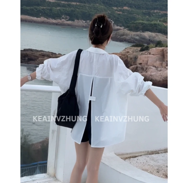 VOCKOO【松弛感】新款韩版洋气时尚后背开叉一粒扣百搭衬衫