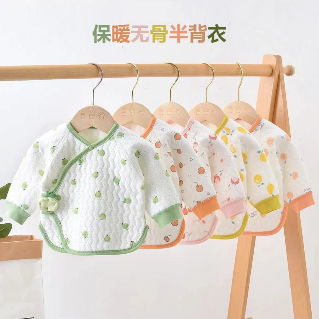 新生儿保暖空气棉半背衣新生儿上衣春秋长袖纯棉宝宝新生婴婴儿衣