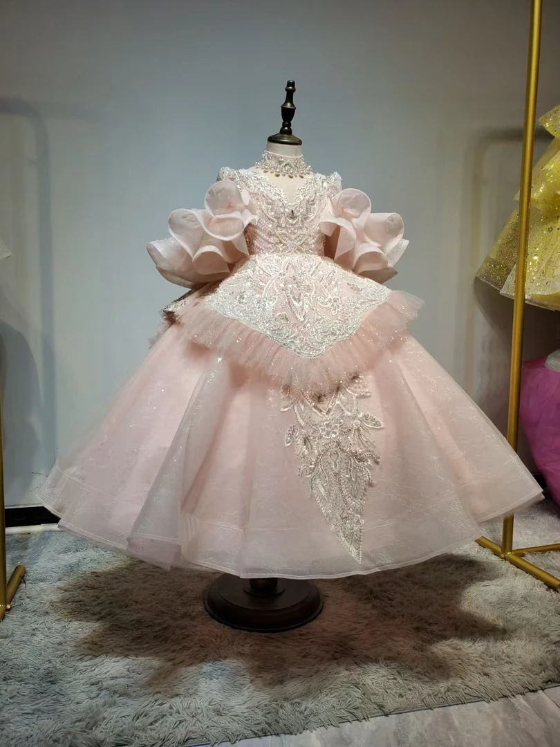 【甜粉佳人】花童婚礼蓬蓬纱高端晚礼服女童公主裙主持人钢琴演出服