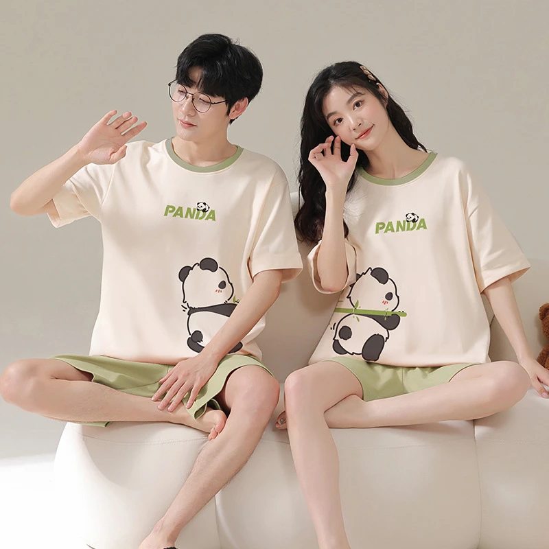2025新款情侣睡衣夏季薄100%纯棉短袖可爱卡通男女家居服套装外穿
