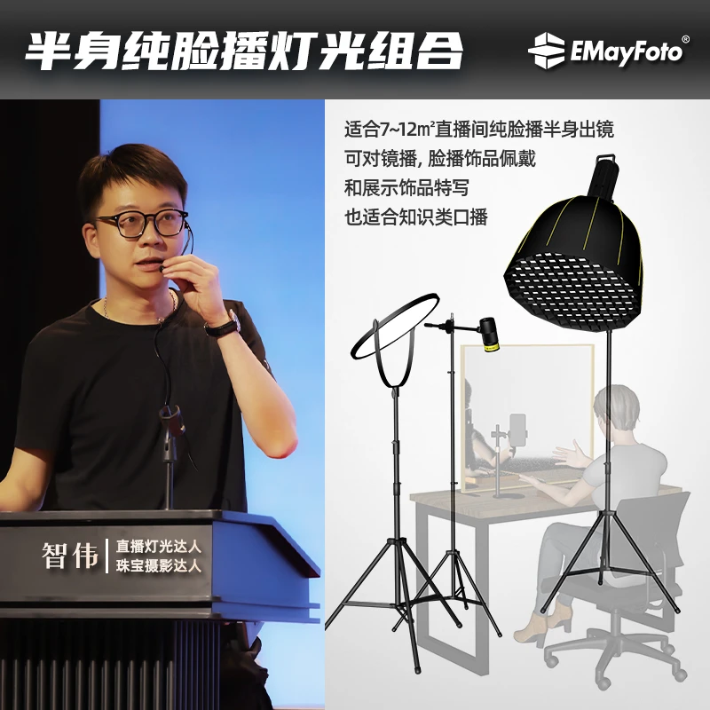 智伟推荐 中大场景半身纯露脸、知识口播、好物、美妆、对镜直播调节
