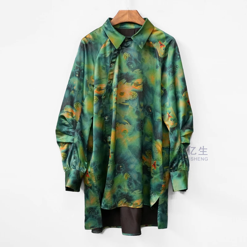 繁花！香云纱重磅75姆米大皮子料复古中式优雅女士长袖衬衫X2879