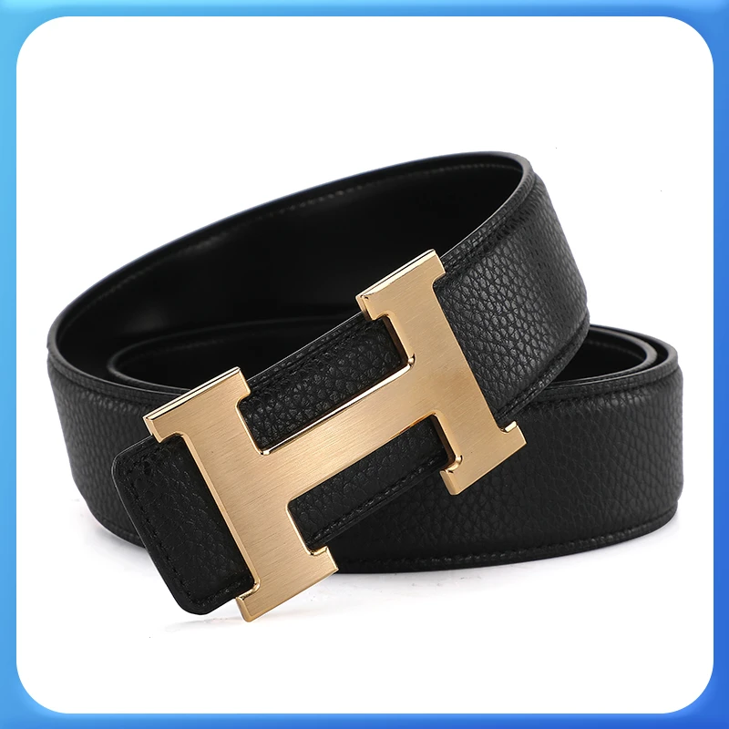男士皮带真皮平滑扣2024新款爆款腰带男款年轻人男士真牛皮腰带潮