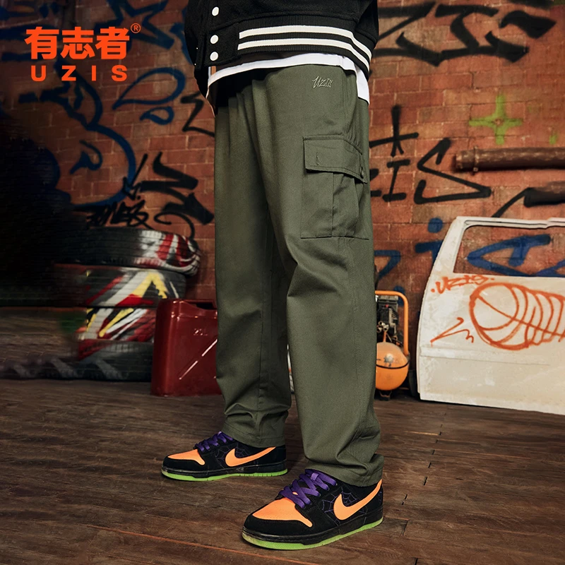有志者UZIS山语工装裤男美式篮球运动长裤秋季复古宽松直筒休闲裤