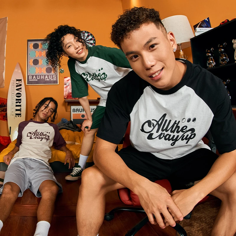 有志者UZIS 萌芽美式休闲篮球T恤男夏季宽松纯棉运动短袖潮流拼接