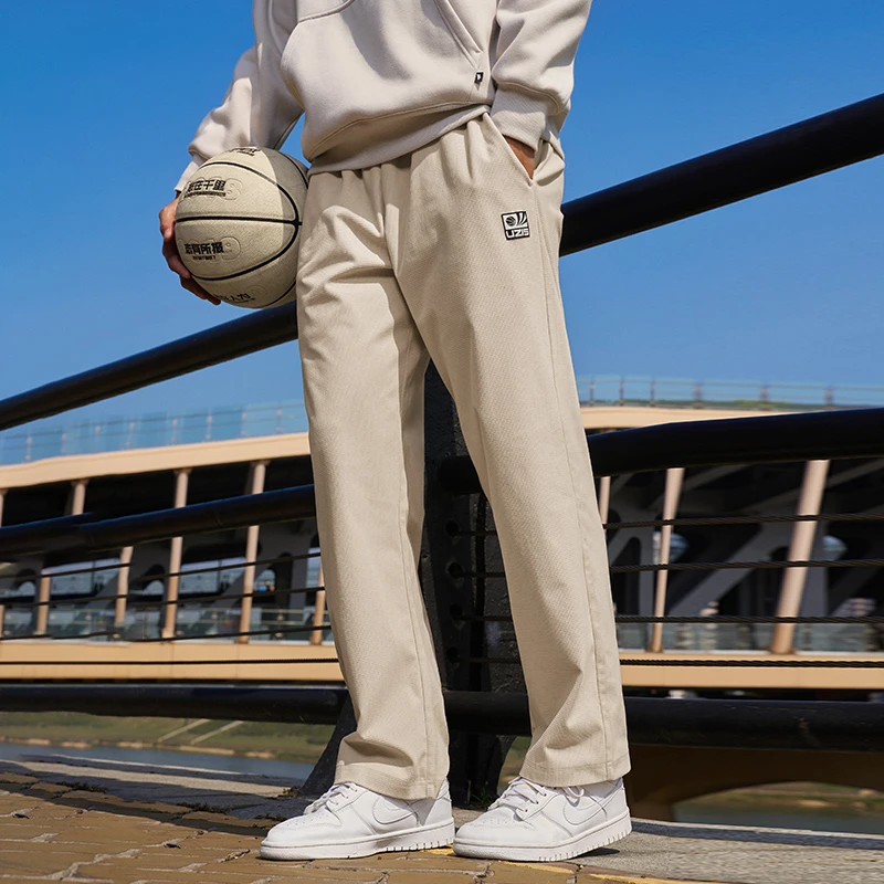 有志者UZIS逐风针织运动长裤秋冬休闲宽松美式华夫格潮流直筒卫裤