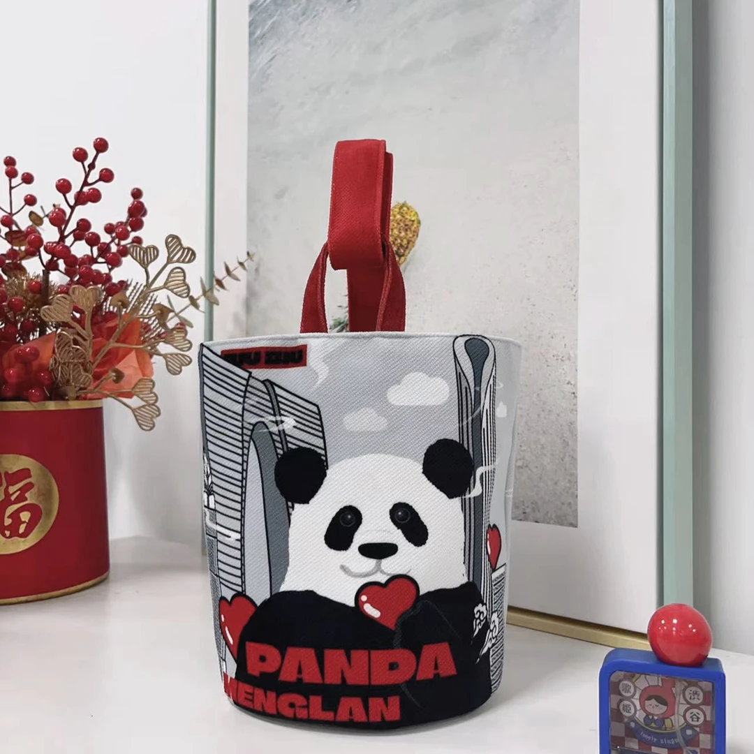 虞小仙BIUBIU/东方熊猫 个性印花可设计师女学生单肩大容量水桶包