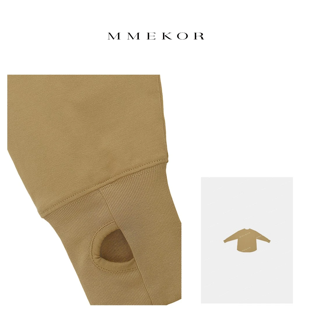 MMEKOR 潮牌下摆开叉净版卫衣 87158     韩系气质大阪宽松卫衣