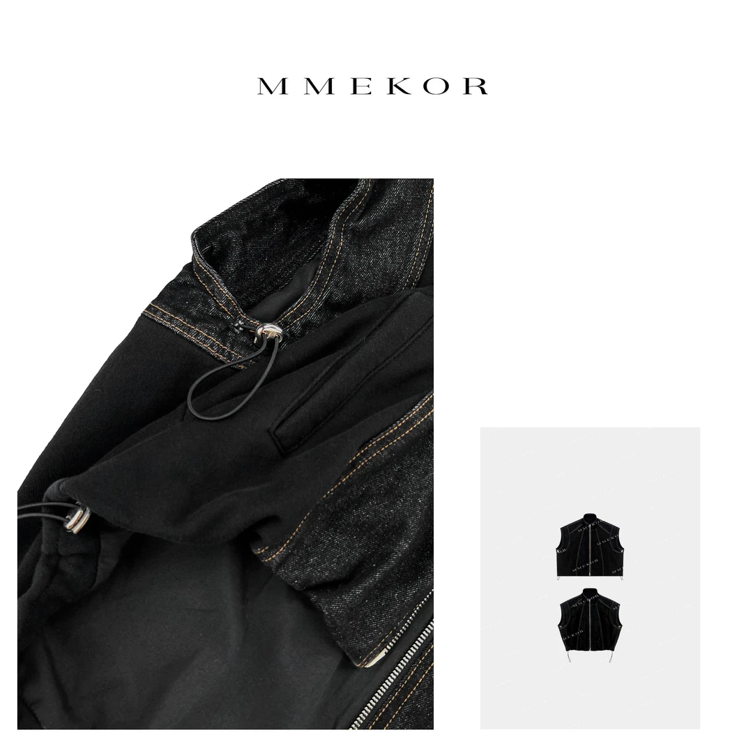 MMEKOR 飒酷拼接牛仔马甲 87241     轻奢潮流时尚拼接牛仔马甲