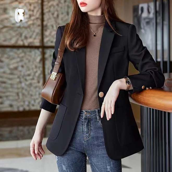 【聂姑娘】春秋女士收腰气质时尚通勤简约修身小西装外套上衣（2111）