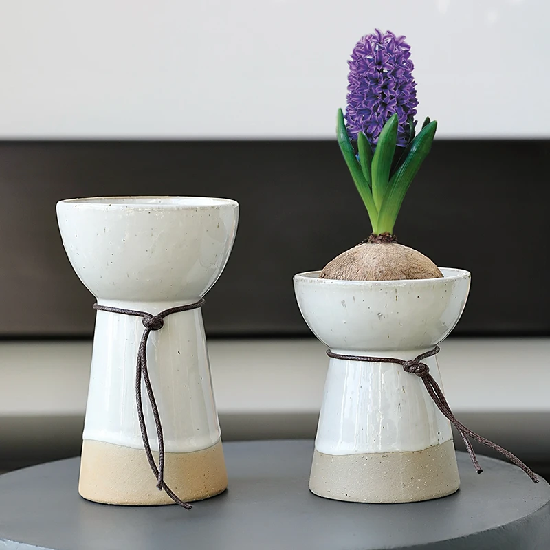 北欧简约窑变小花瓶风信子种球植物瑞典创意水培个性桌面花盆花器