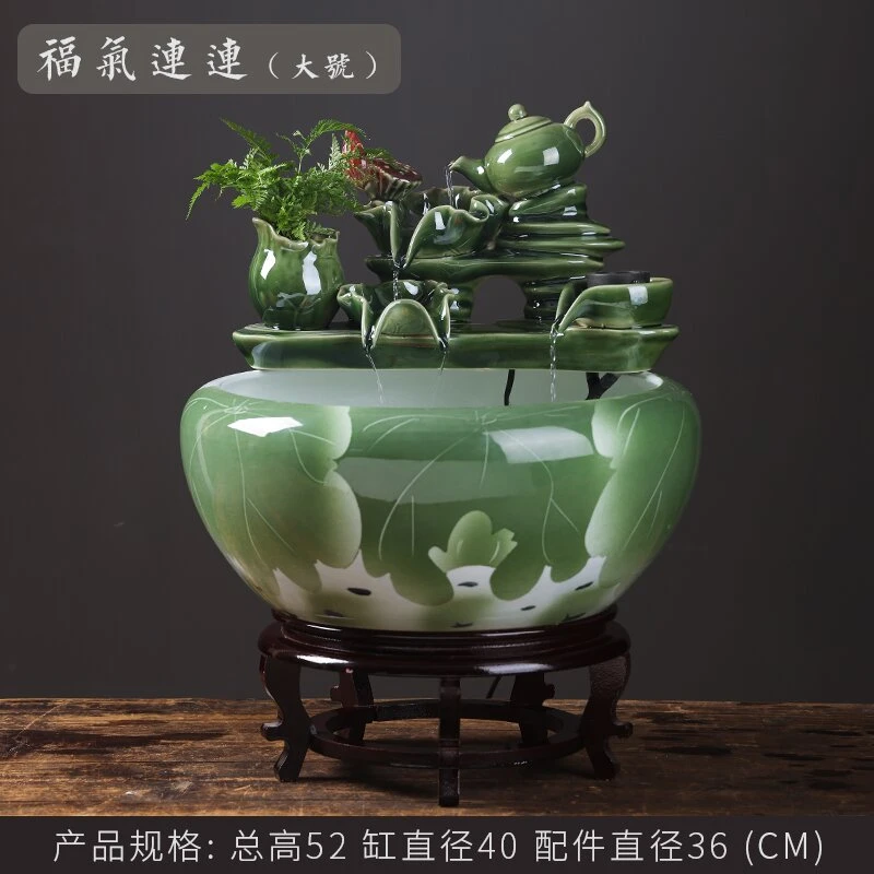 【福气连连】景德镇陶瓷新中式流水摆件创意现代升级款客厅收银台