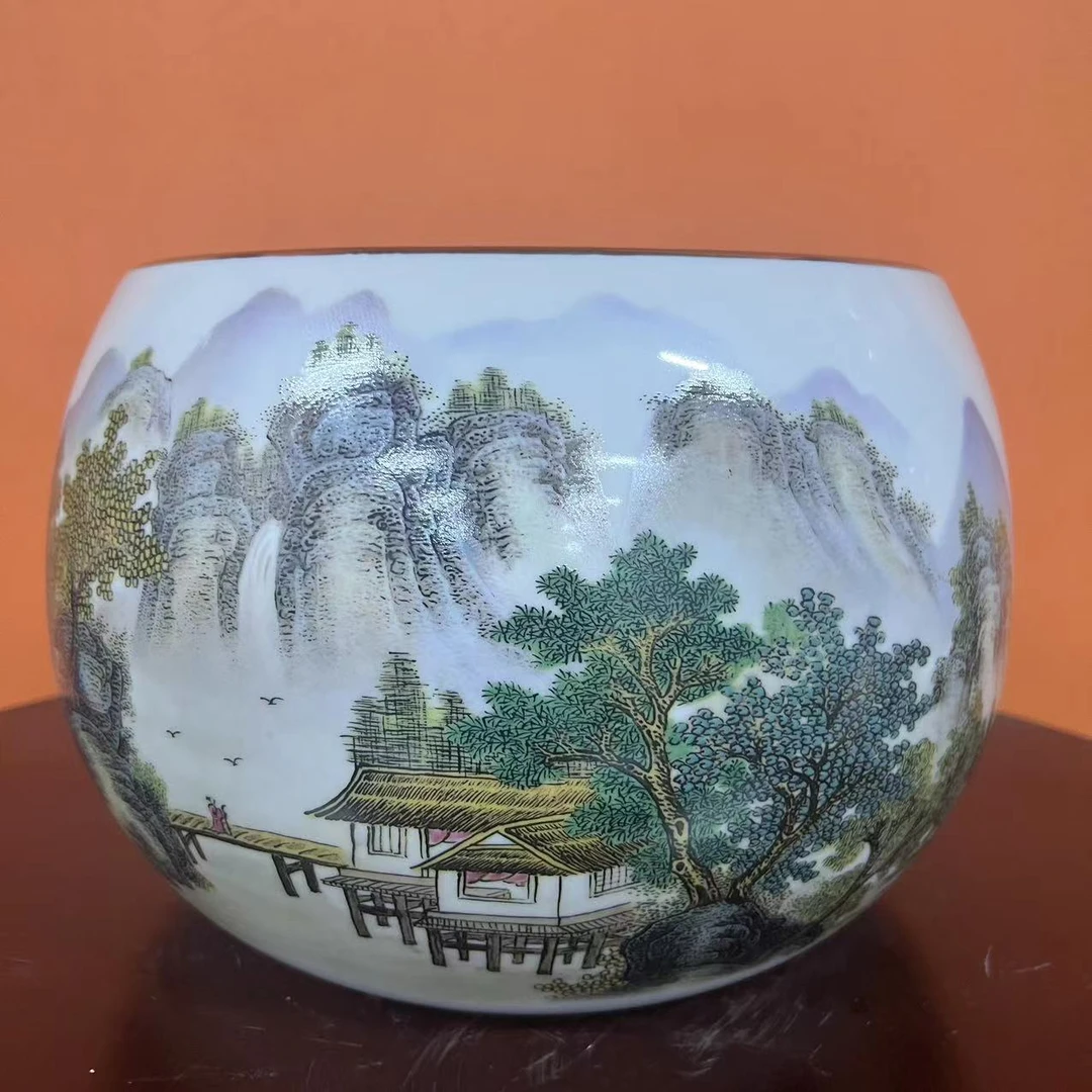 景德镇陶瓷家居摆件山清水秀聚宝盆（沈岩）