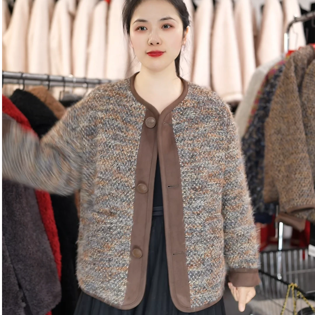 海宁茹意女装潮牌加厚外套2024冬装新品时尚休闲百搭复古小香风