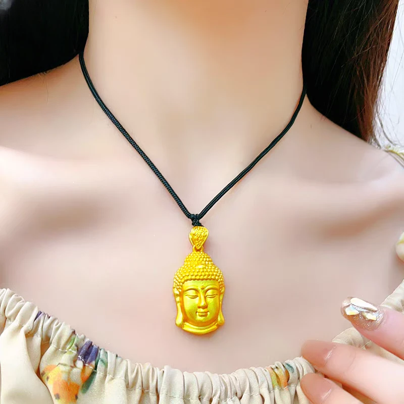 铜合金吊坠 古法传承佛头吊坠女款项链实心金色时尚百搭小众饰品