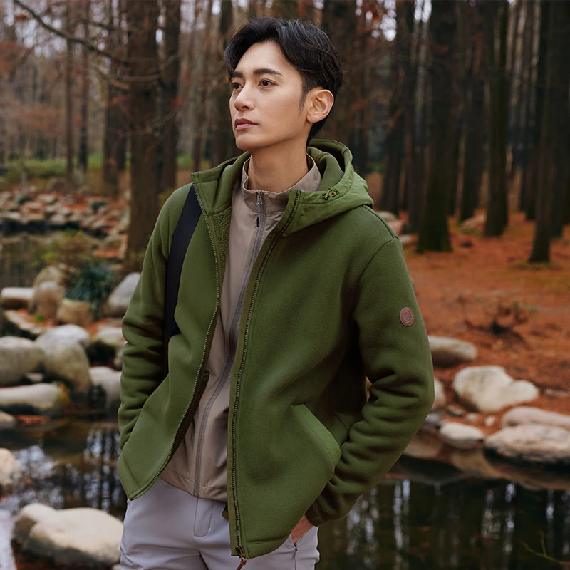 LAFUMA乐飞叶户外抓绒衣连帽男保暖外套内里抓绒夹克LMJA4CR65