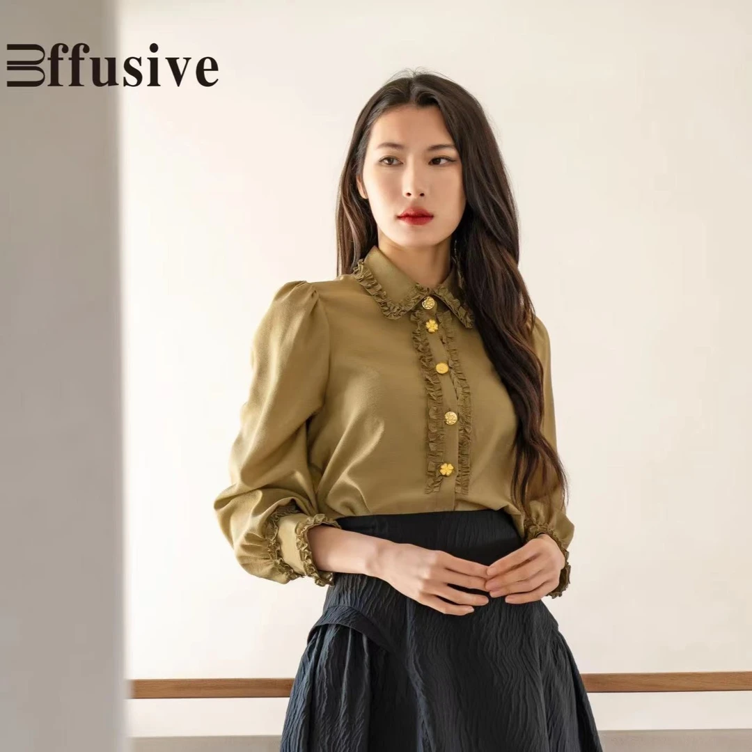 Effusive-23春季新款公主风时尚衬衫气质小衫长袖衬衣上衣