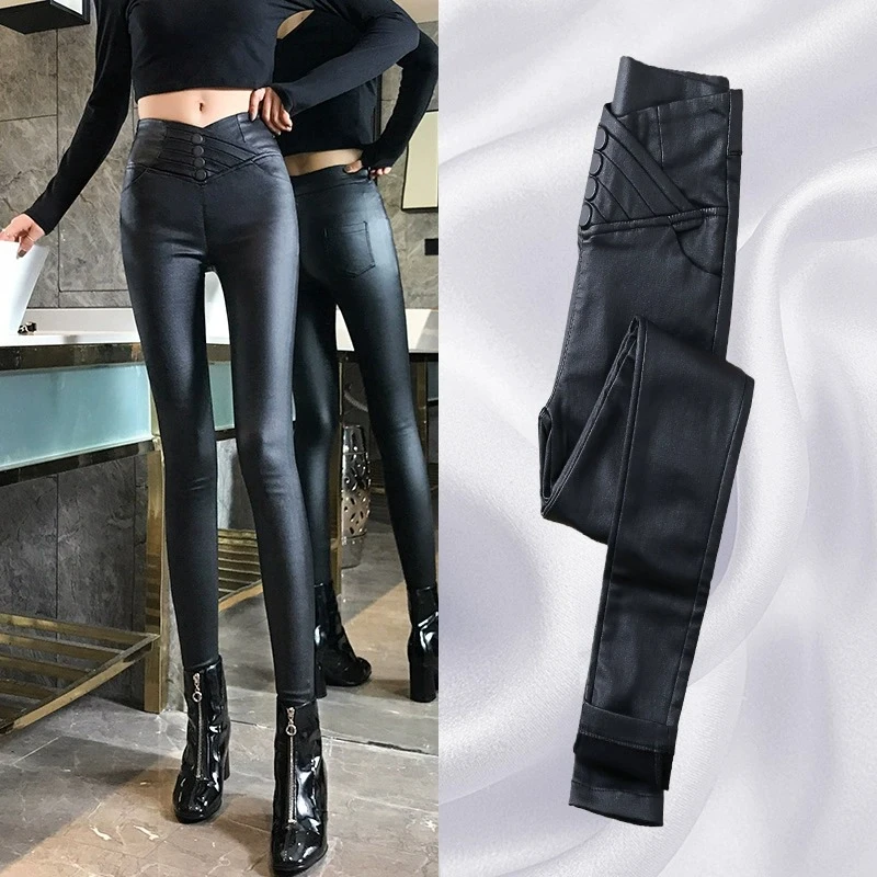 外穿加绒皮裤女2025年秋冬季新款爆款pu仿皮高腰加厚亚光涂层皮裤