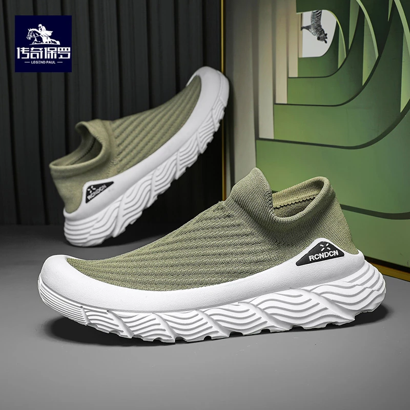 传奇保罗2024夏季新款百搭男士时尚休闲运动鞋潮流透气飞织网面鞋