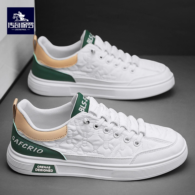 传奇保罗男鞋2024夏季新款小众百搭男士板鞋透气低帮休闲小白潮鞋