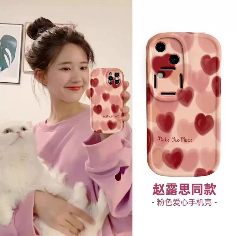 vivos18手机壳红色爱心可爱ins网红防摔创意女个性镜头全包保护套