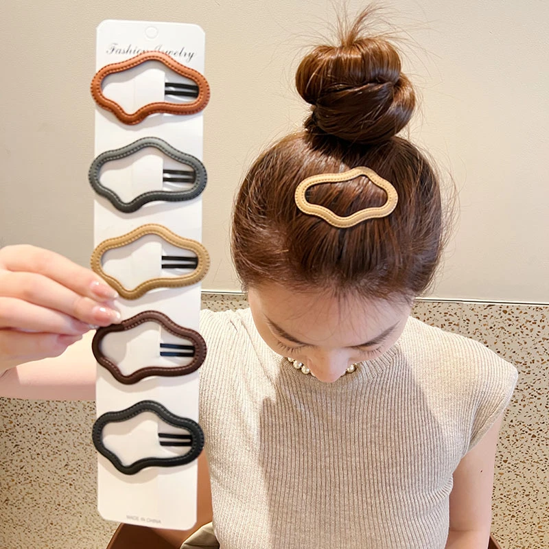 高级感皮质云朵碎发夹bb夹后脑勺前额刘海夹边夹简约气质百搭网红
