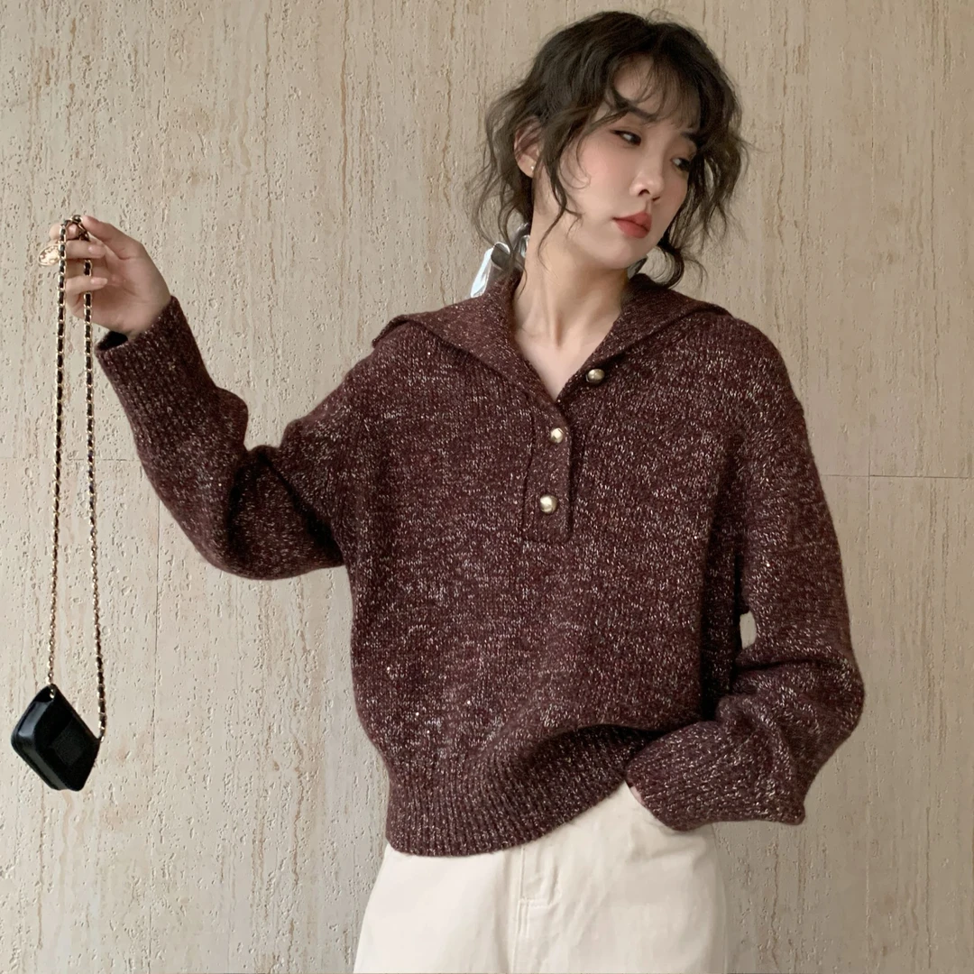 SF22小众针织毛衣女2024秋冬季新款软糯别致长袖上衣