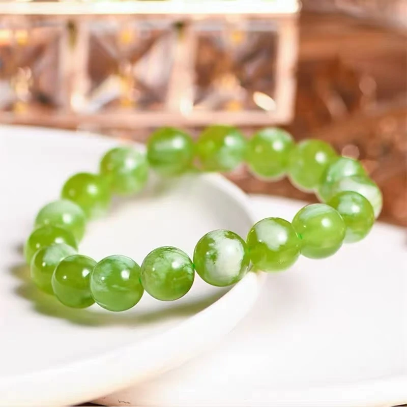 青提奶盖岫玉手串天然正品阳光玫瑰苹果绿女款小清新手链气质礼物